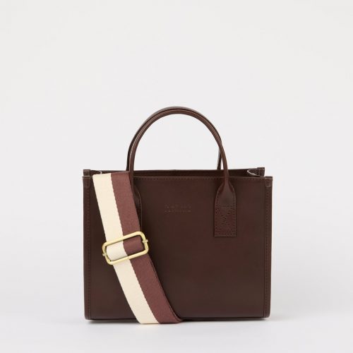 O My Bag Jackie Midi Classic Leather with Webbing Strap - Chocolate